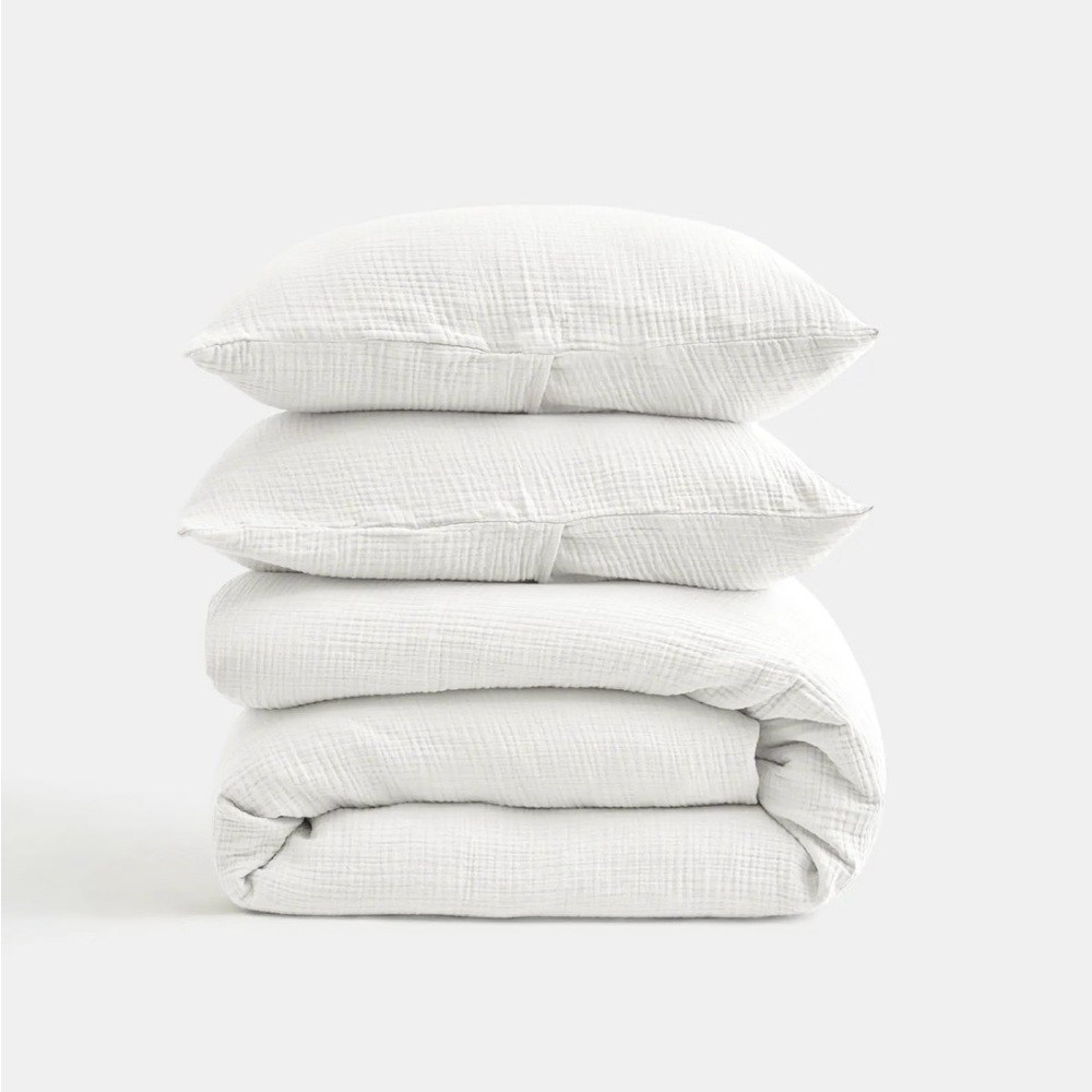 NWT Quince Organic Airy Gauze Queen Duvet Cover Set